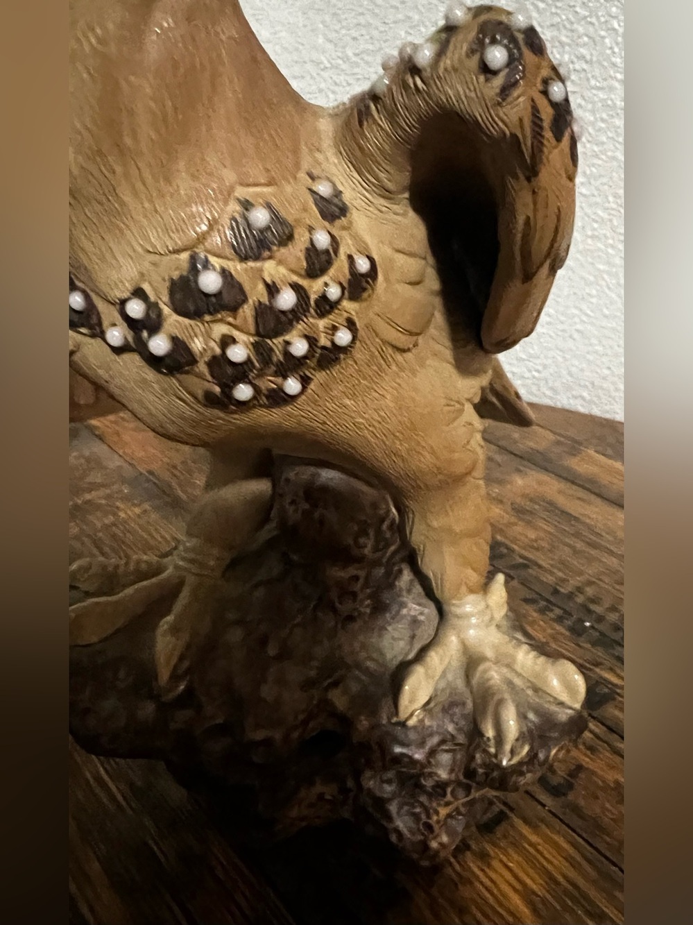 Vintage  Chinese Eagle Sculpture Zisha Purple Clay Pearl Glaze Hand Painted RARE - Picture 13 of 16